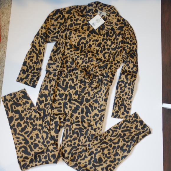 REVOLVE Pants - REVOLVE Leopard Print Jumpsuit in Black and Tan